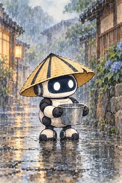 カード「雨の中のポタ」