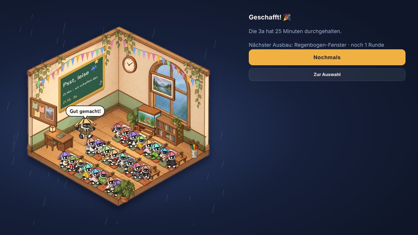 Die Klasse hat die Runde geschafft, Pota-Sensei freut sich